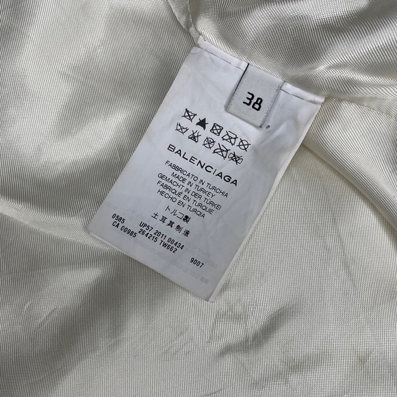 Balenciaga White Lamb Leather Biker Quilted Zip Jacket Celebrity Style EUC 38 - Picture 11 of 16